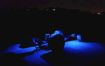 Blue rock lights on a Jeep