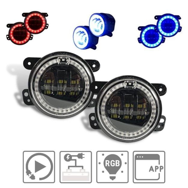 4" RGB LED Fog Light Kit with Adapters