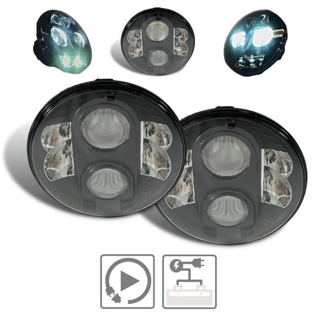7" Round LED Headlight Pair with High/Low Beam/DRL