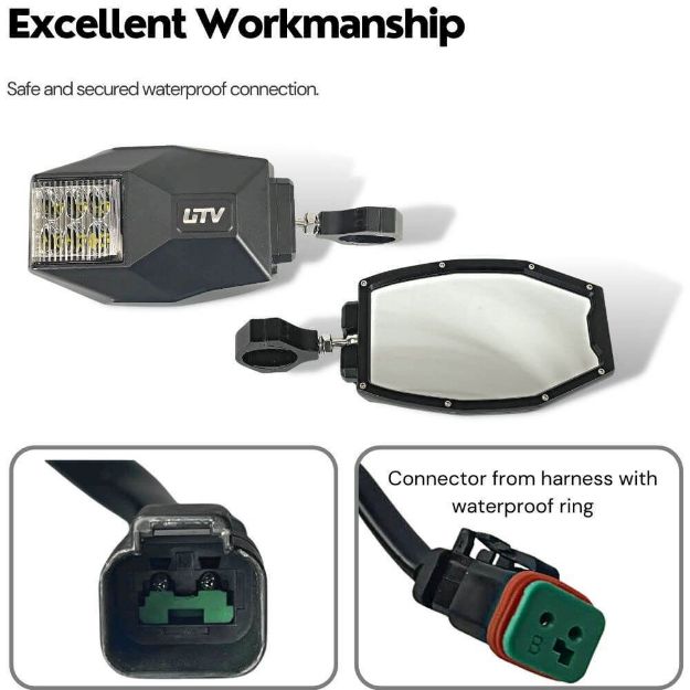 UTV/ATV Side Mirrors w/ Built in LED Side Shooters