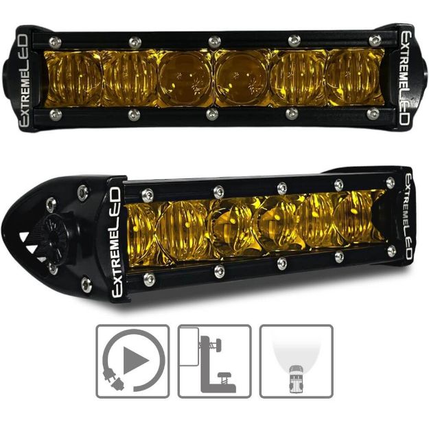 6" Extreme Single Row 30W Amber Flood Beam LED Light Bar - Hero