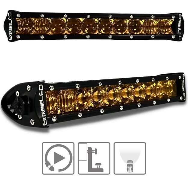10" Extreme Single Row 50W Amber Flood Beam LED Light Bar - Hero