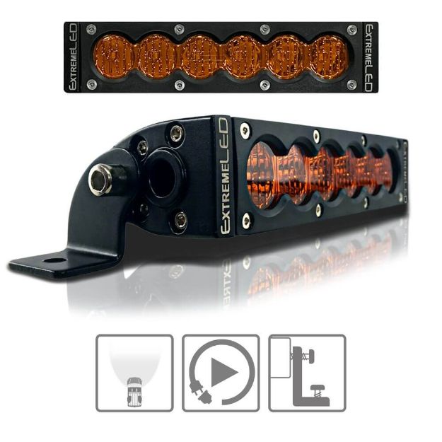 6" X6S Slim Amber 30W Flood LED Light Bar-Hero