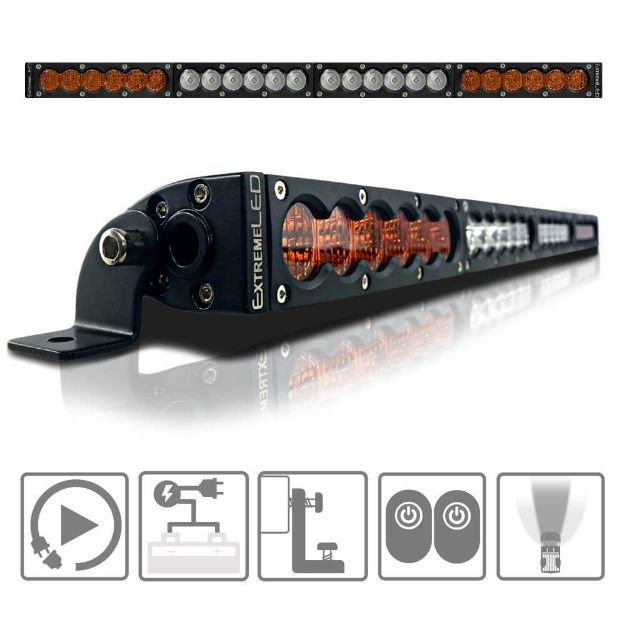 25" X6S Slim Amber/White 120W LED Light Bar & Harness - Hero