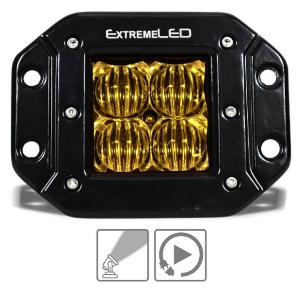 Yellow Flood Flush Mount 3" LED Light Pod